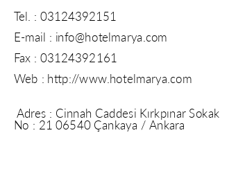 Marya Hotel iletiim bilgileri